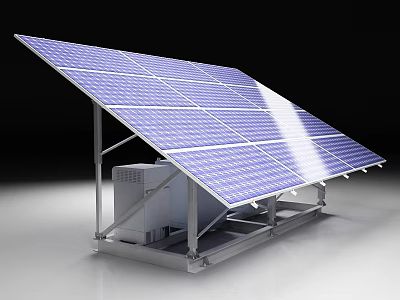 Commercial Solar Power Equipment With Photovoltaic Panels And Metal Support Frame 3d model