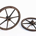 Vintage Wooden Spoked Wheels Pair With Classic Old Design For Decorative