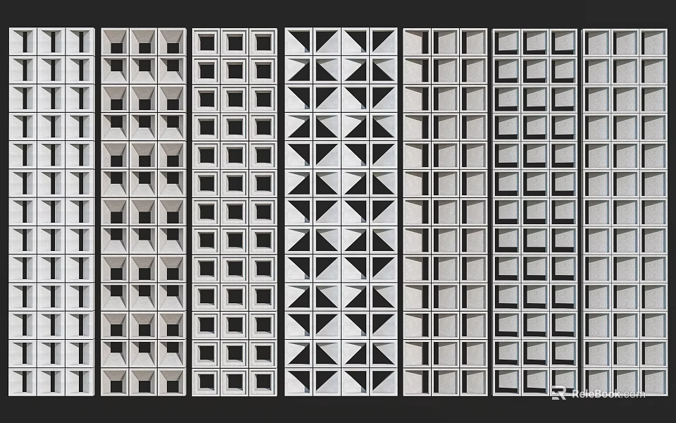 Modern Geometric Room Dividers With Patterned Panel Designs For Interior Spaces 3d model