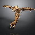 Golden Dragon Mythical Creature Fantasy Character 3D Model With Wings Claws And Spikes