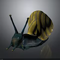 Unique Vibrant Snail With Blue Body Yellow Striped Shell And Long Antennae