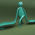 Teal Humanoid Shaped Public Chair With Modern Design And Double Seats