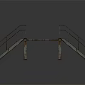 Industrial Metal Platform Structure With Staircase Railings And Support Posts Design 3d model