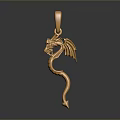 Golden Dragon Shaped Pendant Fashion Jewelry Accessory With Elegant Design