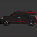 Gray MINI SUV With Red Roof And Sporty Red Stripes On Body