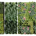 Natural Green Living Wall Designs With Various Foliage And Pink Flower Decorations
