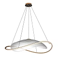 Modern White Curved Chandelier With Black Pendant Cables And Metal Frame