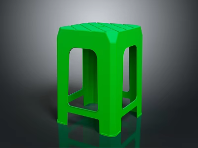 Modern Green Plastic Stool Featuring Simple Design And Hollow Side Structure 3d model