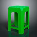 Modern Green Plastic Stool Featuring Simple Design And Hollow Side Structure 3d model