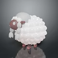 3D Cartoon Sheep With White Fluffy Balloon Like Wool Brown Face Ears And Pink Feet