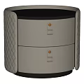 Modern Beige Bedside Table With Two Drawers And Quilted Side Design 3d model