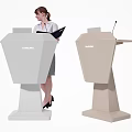 Modern Podium Design With White And Beige Colors For Woman Speech Presentation