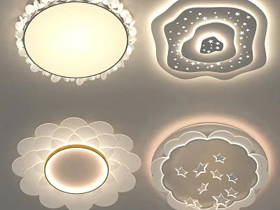 Modern Ceiling Lights With Various Designs Including Petal Shaped And Star Patterns 3d model