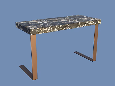 Modern Console Table With Marble Top And Metal Legs Design 3d model