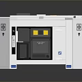 White Cube Shaped Computer Hardware With Interfaces Buttons Indicators And Compact Design