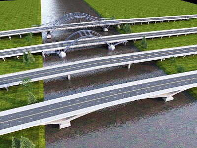 Municipal Bridge Highway Bridge 3d model