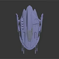 Futuristic White Spaceship Model With Streamlined Design Yellow Windows And Landing Gear
