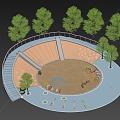 Park Children's Recreation Area Children's Physical Training Activity Site Sandy Landscape Park Fitness Equipment 3d model