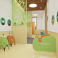 Colorful Kindergarten Classroom With Learning Spaces And Furniture