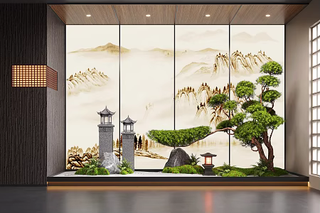 New Chinese Style Interior Landscape Pine Tree Landscape Tree 3d model