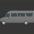 Modern Gray Passenger Van Exterior With Multiple Side Windows 3D Render
