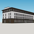 Modern Multi Story Office Building With White Brown Facade And Large Windows 3d model