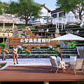 New Chinese Style Resort Hot Spring Resort Beautiful Countryside Demonstration Area Entrance Landscape Signs Mountain Countryside Revitalization 3d model