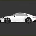 White Sports Car With Black Rear Wing Shiny Wheels On Reflective Surface