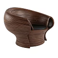 Stylish Modern Wooden Leisure Chair With Curved Design And Black Cushion