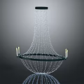 Elegant Crystal Chandelier With Hanging Crystal Beads And Metallic Frame Reflective Base