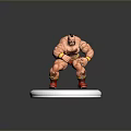 Muscular Man Figure With Red Boots And Yellow Wristbands On White Circular Base