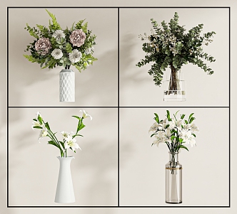 Modern vase floral combination 3d model