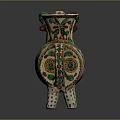 Ceramic Animal Vessel With Colorful Floral Patterns Green Yellow Accents Three Legs Red Rimmed Top