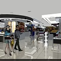 Bright Modern Shopping Mall Lobby With Shoppers Brand Counters And Sleek Floors