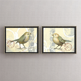 American Animal Painting Brown Living Room Animal Bird Decorative Painting 3d model