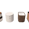 Modern Bedside Tables With Round Square Shapes Leather Marble And Fabric Materials