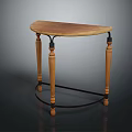 Half Moon Shaped Wooden Accent Table With Black Accented Legs And Iron Frame