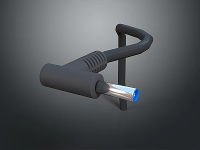 Black Electrical Plug With Curved Design And Blue Metal Tip For Devices 3d model