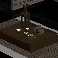 Chinese Style Bamboo Tea Tray With Teapot Cups And Utensil Holder Decor
