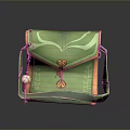 Stylish Green Crossbody Bag With Orange Trim Floral Patterns And Metal Clasp