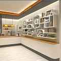 School Modern Student Space With Colorful Walls Geometric Patterns Hello Go Signage And Bench Seating