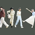 Group of People in Stylish Trendy Outfits And Various Fashion Styles