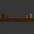 Wooden Chess Set With Checkerboard Pattern And Complete Chess Pieces