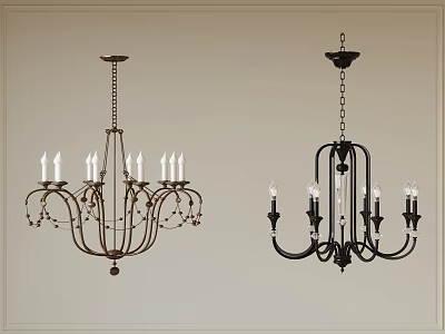 Classic Candle Style Chandelier Design With Iron Frame And Crystal Accents For Interior Decor 3d model
