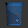 Blue Perforated Plastic Wastebasket with Hollow Design for Home Office Use