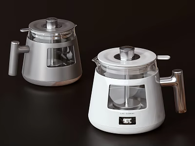 Modern Kitchen Appliances With Silver And White Design And Glass Parts 3d model