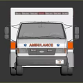 Toy Ambulance Model With White Body Orange Stripes And Red Emergency Lights