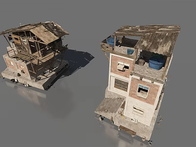 Modern Ruins Demolition House 3d model