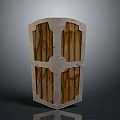 Medieval Shield With Wooden Panels Stone Frame And Cross Decorative Pattern