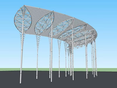 Modern Leaf Shaped Pergola With Slender Steel Columns For Outdoor Landscape 3d model